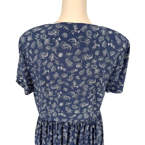 VTG 90s Leslie Fay Paisley Button Down Midi Dress Size 10 Short Sleeve Feminine - Picture 9 of 12